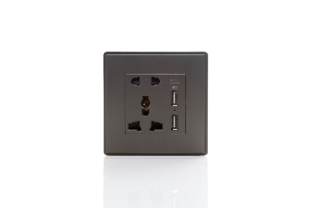 10A二三极插座带双USB