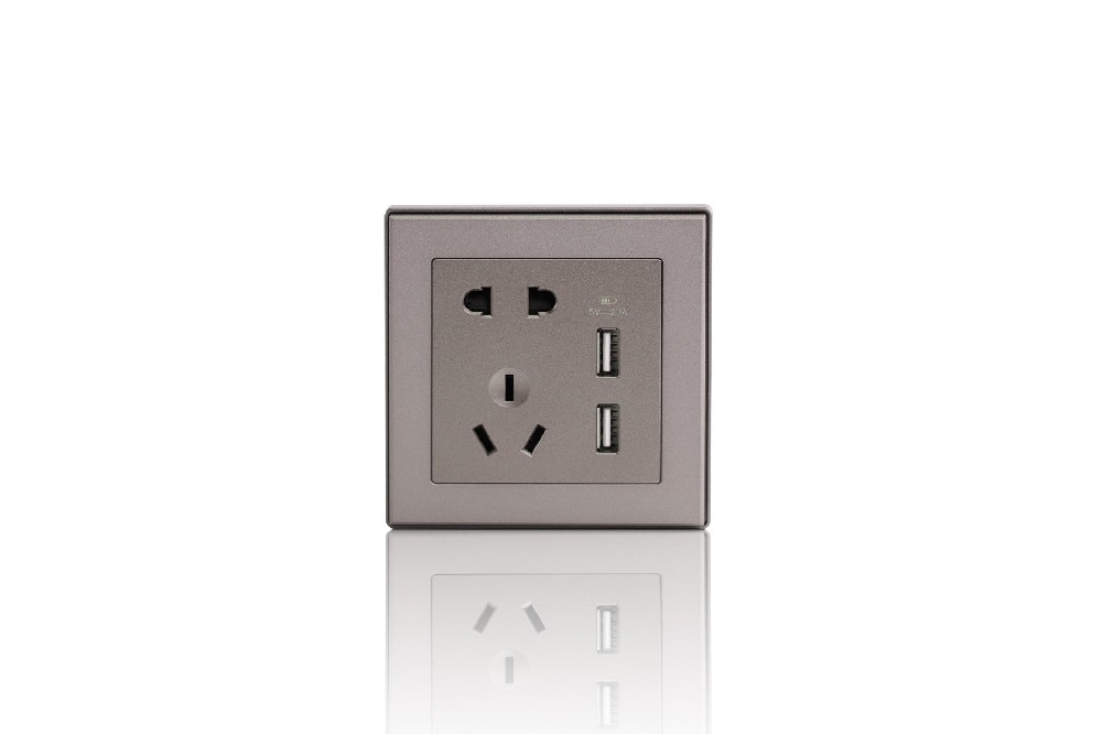 10A二三极插座带双USB